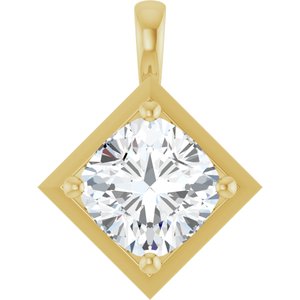 14K Yellow Gold 10 mm Cushion Charm/Pendant Mounting