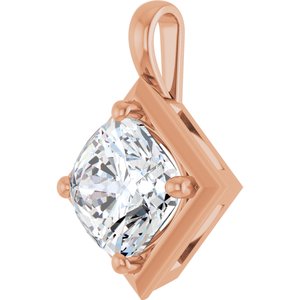 14K Rose Gold 10 mm Cushion Charm/Pendant Mounting – image 3