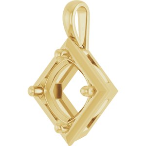 14K Yellow Gold 10 mm Cushion Charm/Pendant Mounting – image 4