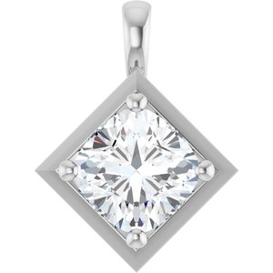 10K White Gold 9 mm Cushion Charm/Pendant Mounting