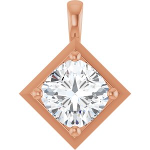 10K Rose Gold 9 mm Cushion Charm/Pendant Mounting