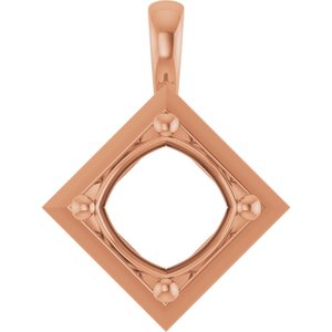 10K Rose Gold 9 mm Cushion Charm/Pendant Mounting – image 2