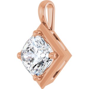 10K Rose Gold 9 mm Cushion Charm/Pendant Mounting – image 3