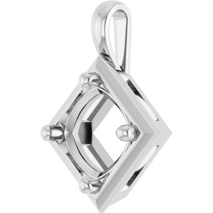 Sterling Silver 9 mm Cushion Charm/Pendant Mounting – image 4