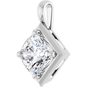 14K X1 White Gold 9 mm Cushion Charm/Pendant Mounting – image 3