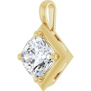 14K Yellow Gold 9 mm Cushion Charm/Pendant Mounting – image 3