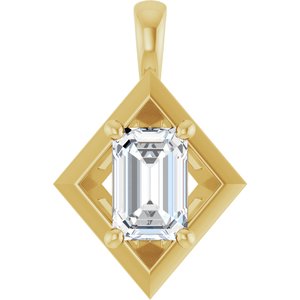 10K Yellow Gold 6x4 mm Emerald Charm/Pendant Mounting