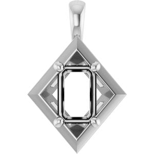 Platinum 6x4 mm Emerald Charm/Pendant Mounting – image 2