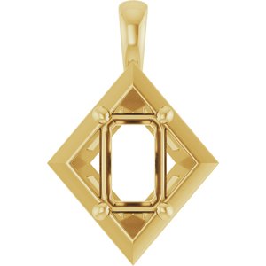 10K Yellow Gold 6x4 mm Emerald Charm/Pendant Mounting – image 2