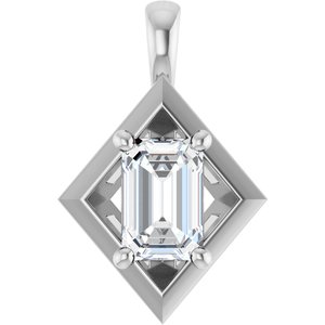 14K X1 White Gold 6x4 mm Emerald Charm/Pendant Mounting