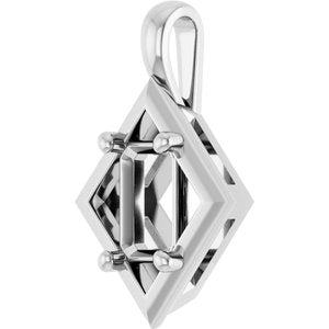 14K White Gold 6x4 mm Emerald Charm/Pendant Mounting – image 4