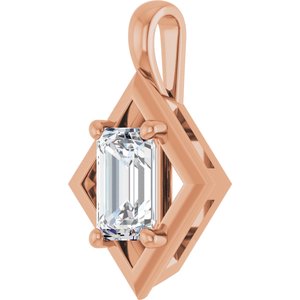 10K Rose Gold 6x4 mm Emerald Charm/Pendant Mounting – image 3