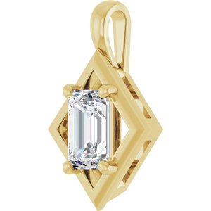 14K Yellow Gold 6x4 mm Emerald Charm/Pendant Mounting – image 3