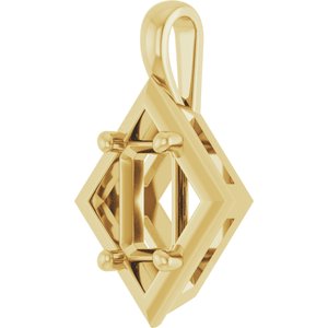 14K Yellow Gold 6x4 mm Emerald Charm/Pendant Mounting – image 4