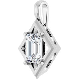 Platinum 6x4 mm Emerald Charm/Pendant Mounting – image 3