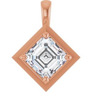 18K Rose Gold 7 mm Asscher Charm/Pendant Mounting