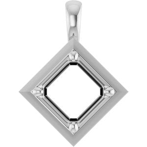 14K X1 White Gold 7 mm Asscher Charm/Pendant Mounting – image 2