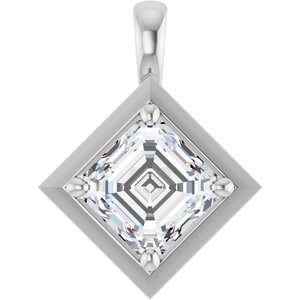 14K X1 White Gold 7 mm Asscher Charm/Pendant Mounting