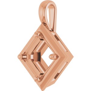 18K Rose Gold 7 mm Asscher Charm/Pendant Mounting – image 4