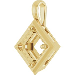 10K Yellow Gold 7 mm Asscher Charm/Pendant Mounting – image 4