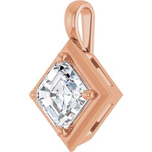 18K Rose Gold 7 mm Asscher Charm/Pendant Mounting – image 3