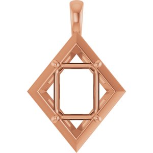18K Rose Gold 10x8 mm Emerald Charm/Pendant Mounting – image 2