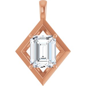 10K Rose Gold 10x8 mm Emerald Charm/Pendant Mounting
