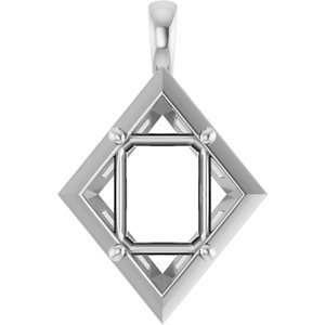14K White Gold 10x8 mm Emerald Charm/Pendant Mounting – image 2
