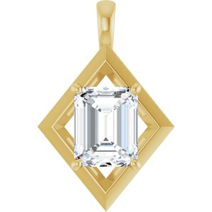 14K Yellow Gold 10x8 mm Emerald Charm/Pendant Mounting