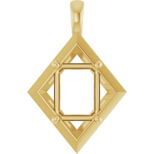 10K Yellow Gold 10x8 mm Emerald Charm/Pendant Mounting – image 2