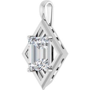 14K White Gold 10x8 mm Emerald Charm/Pendant Mounting – image 3