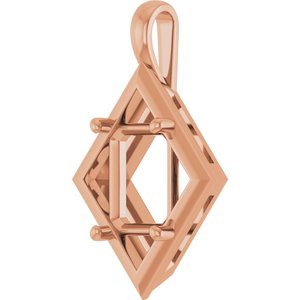 10K Rose Gold 10x8 mm Emerald Charm/Pendant Mounting – image 4