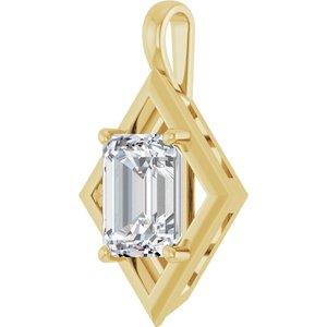 14K Yellow Gold 10x8 mm Emerald Charm/Pendant Mounting – image 3