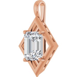 14K Rose Gold 10x8 mm Emerald Charm/Pendant Mounting – image 3