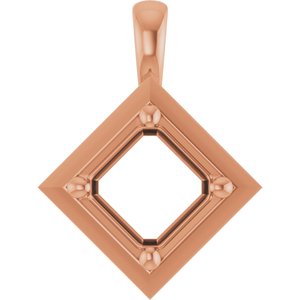 14K Rose Gold 6 mm Asscher Charm/Pendant Mounting – image 2