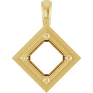 14K Yellow Gold 6 mm Asscher Charm/Pendant Mounting – image 2