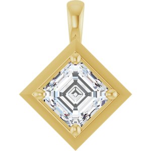14K Yellow Gold 6 mm Asscher Charm/Pendant Mounting