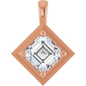 10K Rose Gold 6 mm Asscher Charm/Pendant Mounting