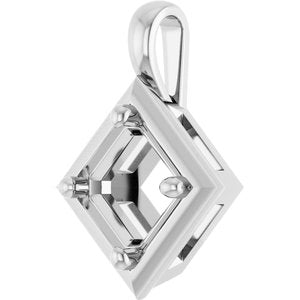 10K White Gold 6 mm Asscher Charm/Pendant Mounting – image 4