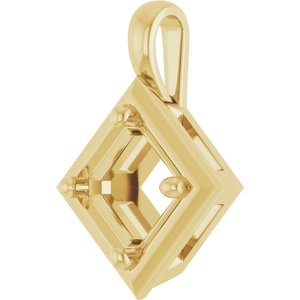 18K Yellow Gold 6 mm Asscher Charm/Pendant Mounting – image 4
