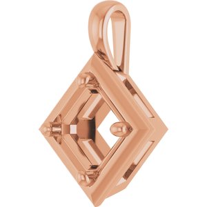 10K Rose Gold 6 mm Asscher Charm/Pendant Mounting – image 4
