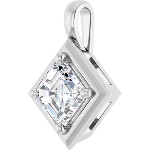 14K X1 White Gold 6 mm Asscher Charm/Pendant Mounting – image 3