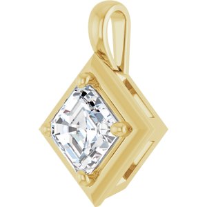 10K Yellow Gold 6 mm Asscher Charm/Pendant Mounting – image 3