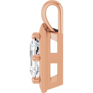 10K Rose Gold 6 mm Asscher Charm/Pendant Mounting – image 5