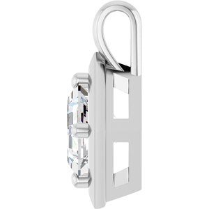 18K White Gold 6 mm Asscher Charm/Pendant Mounting – image 5