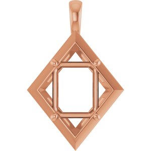 10K Rose Gold 11x9 mm Emerald Charm/Pendant Mounting – image 2