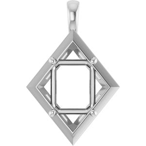 Continuum Sterling Silver 11x9 mm Emerald Charm/Pendant Mounting – image 2