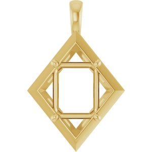 14K Yellow Gold 11x9 mm Emerald Charm/Pendant Mounting – image 2