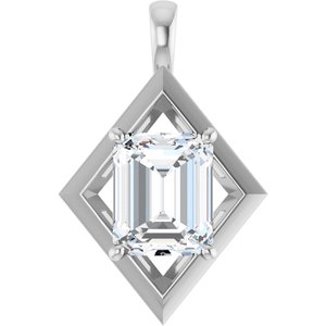 18K White Gold 11x9 mm Emerald Charm/Pendant Mounting