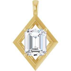 14K Yellow Gold 11x9 mm Emerald Charm/Pendant Mounting